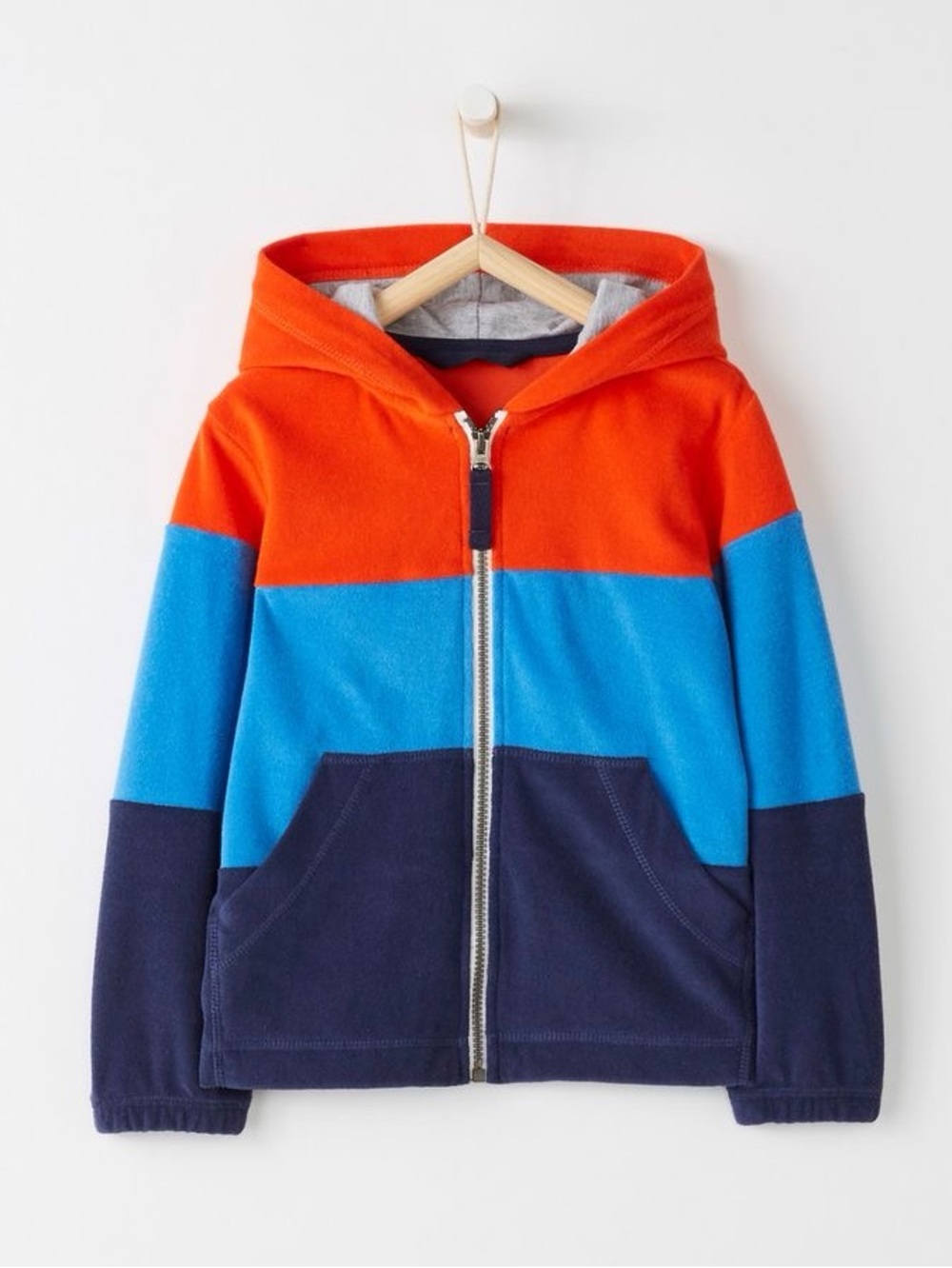 Hanna Andersson Colorblock Zip Hoodie in Red, Blue & Navy